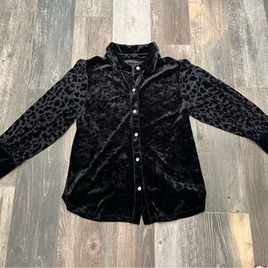 Nally & Millie Womens Top Size S Black Velvet Burn Out Knit Shirt